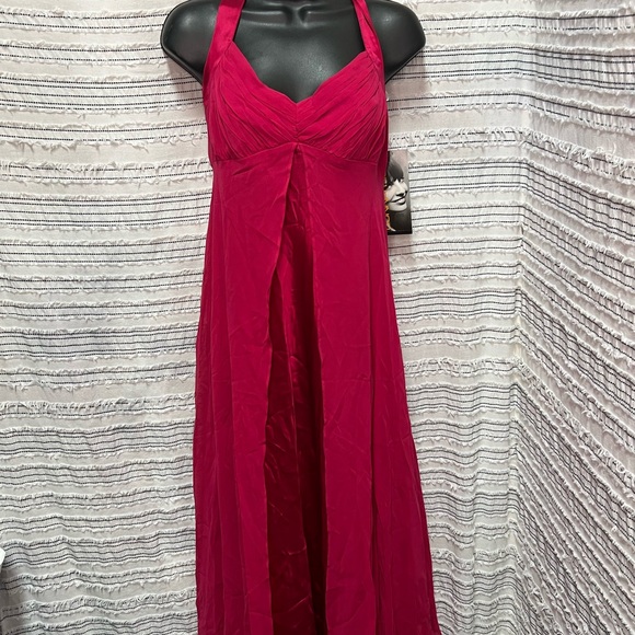 Donna Ricco Dresses & Skirts - Donna Ricco Pink 100% Silk Halter Dress formal maxi Barbie core flowing ruched 6